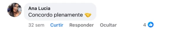 Comentário de Ana Lucia no Facebook